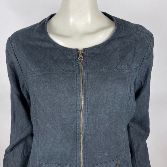 Garnet Hill Everyday Linen Jacket Women 8 Lined Full Zip Long Sleeve Round Neck - Picture 7 of 13